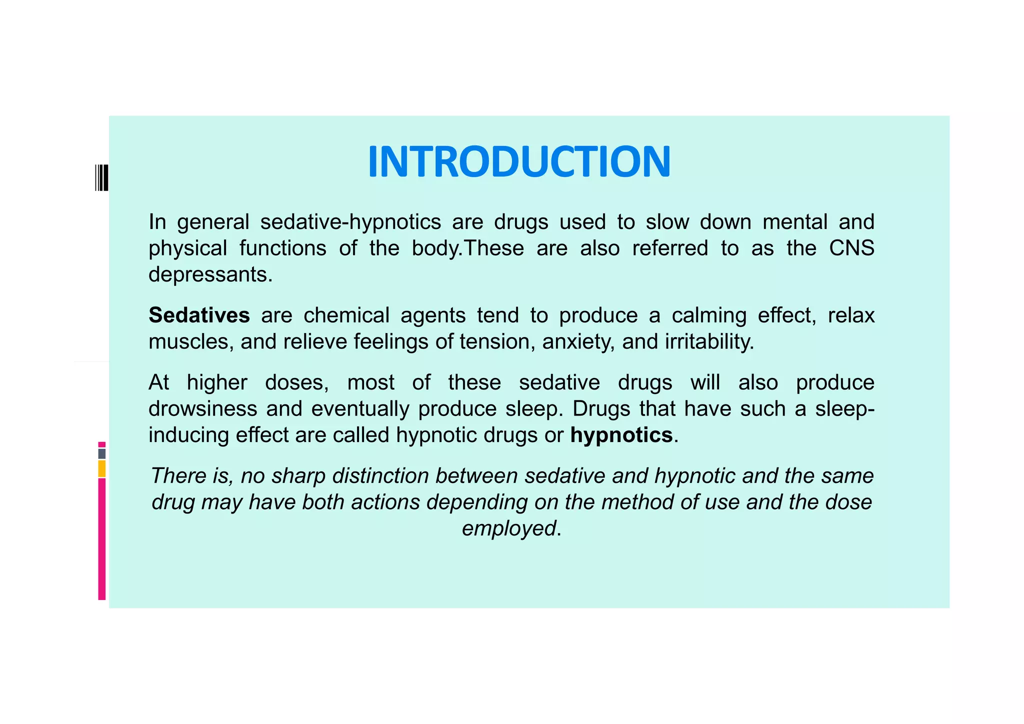 Drugs acting on cns sedative and hypnotics | PDF