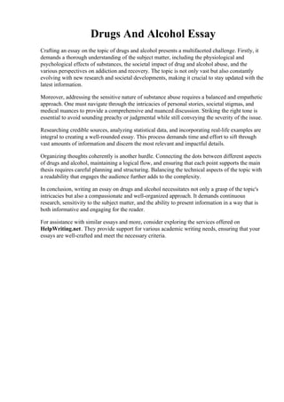 Drugs And Alcohol Essay | PDF