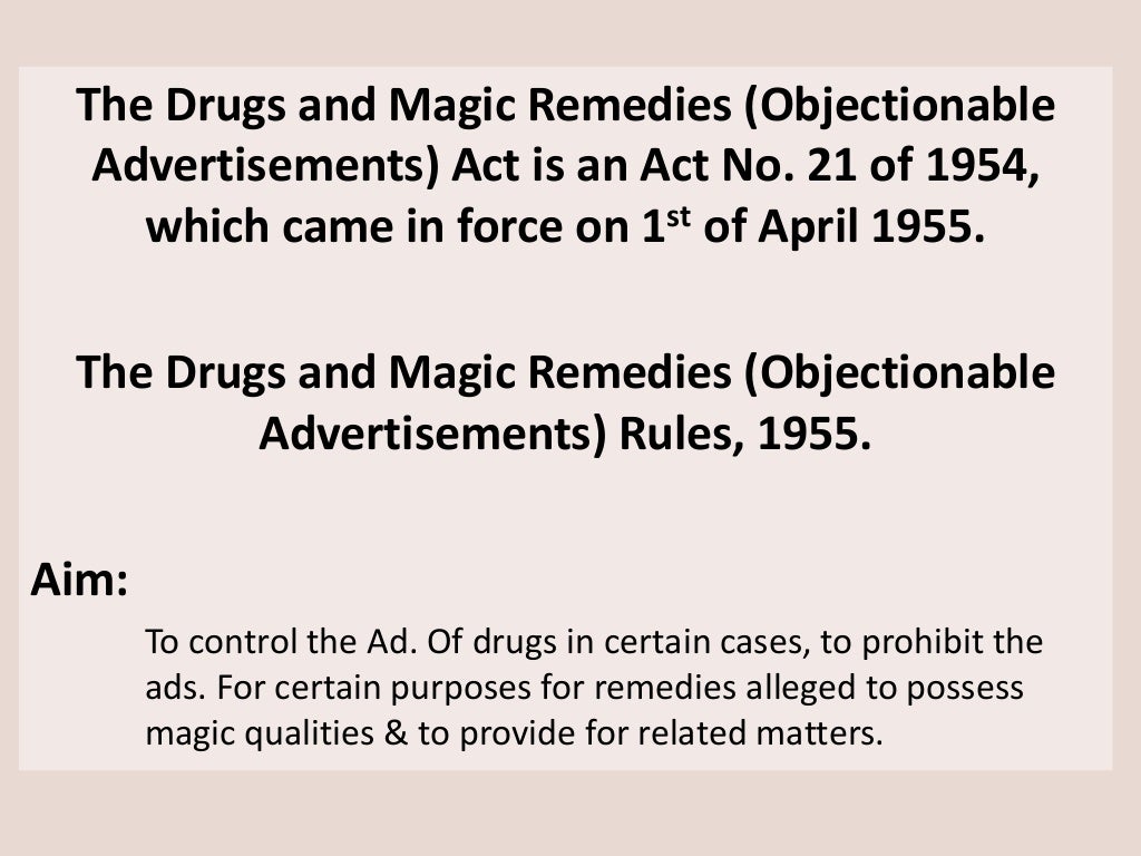 Drugs And Magic Remedies Act