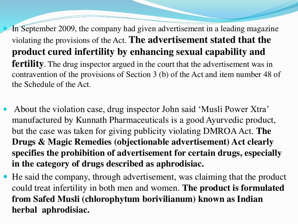 Drugs and magic remedies act 1954 and rules