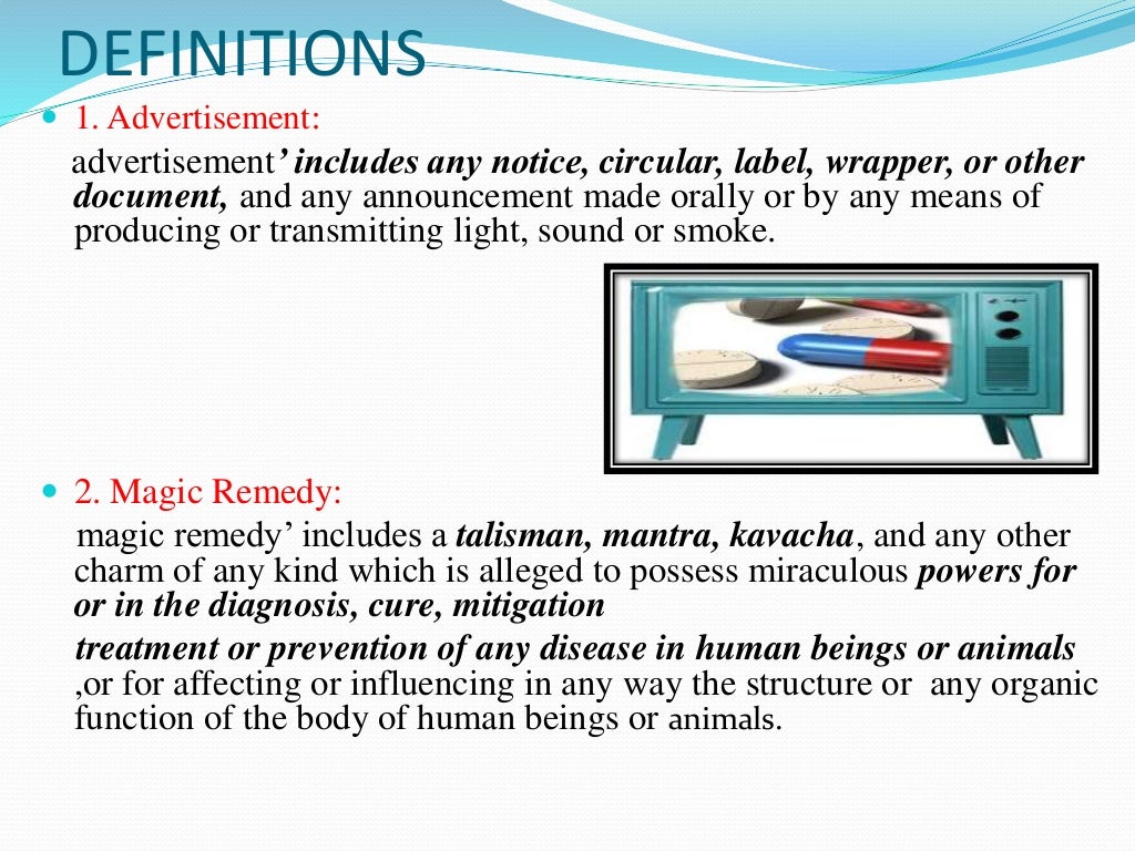 Drugs and magic remedies act 1954 and rules