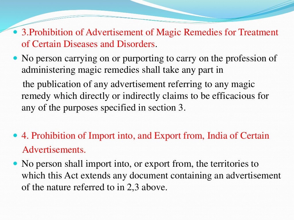 Drugs and magic remedies act 1954 and rules