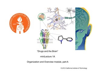“Drugs and the Brain”Drugs and the Brain
miniLecture 1A
O i ti d O i d l t A
© 2012 California Institute of Technology
Organization and Overview module, part A
 
