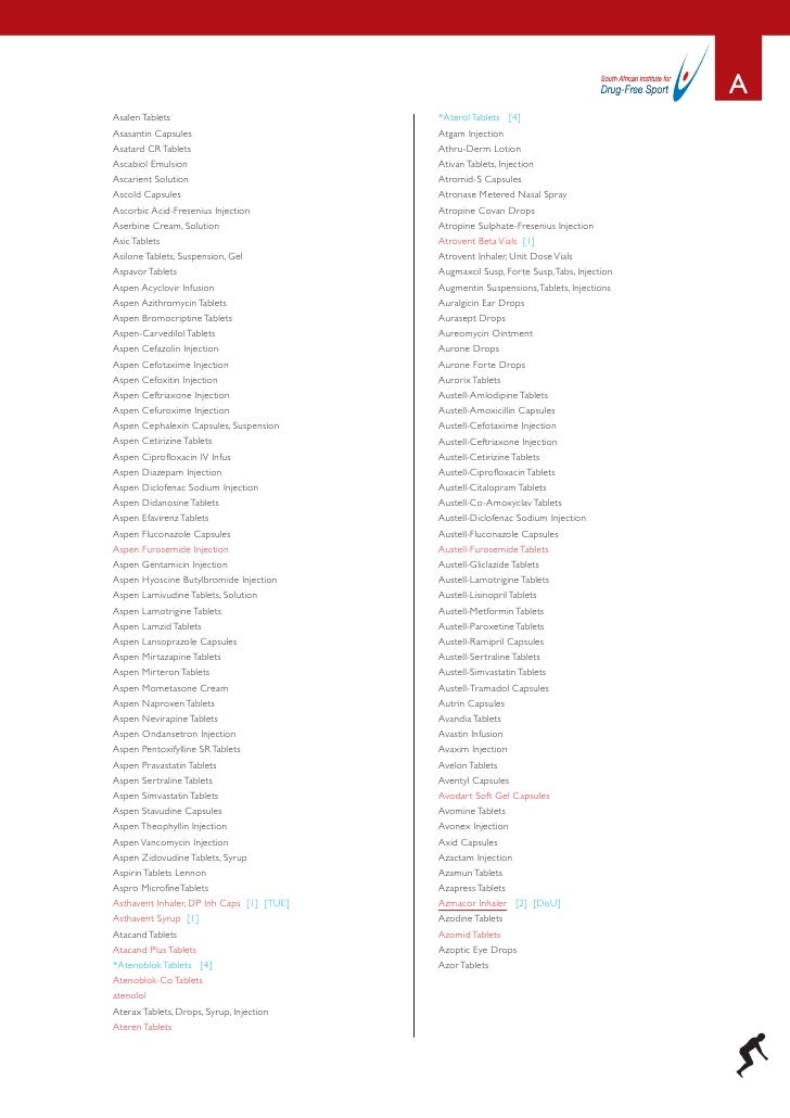 Drugs in sports list 2009 Drugs in sports list 2009