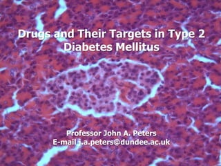 Drugs and Their Targets in Type 2
Diabetes Mellitus
Professor John A. Peters
E-mail j.a.peters@dundee.ac.uk
 