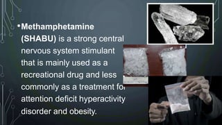 •Cocaine, also known as
coke, is a strong stimulant
mostly used as a
recreational drug. It is
commonly snorted, inhaled
as...