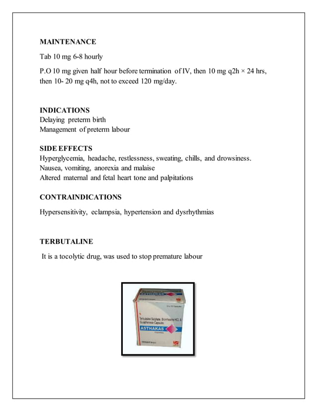 Drugs Used In Pregnancy Labour And Puerperium