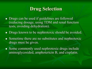 Drugs pharmacology in kidney disease | PPTX