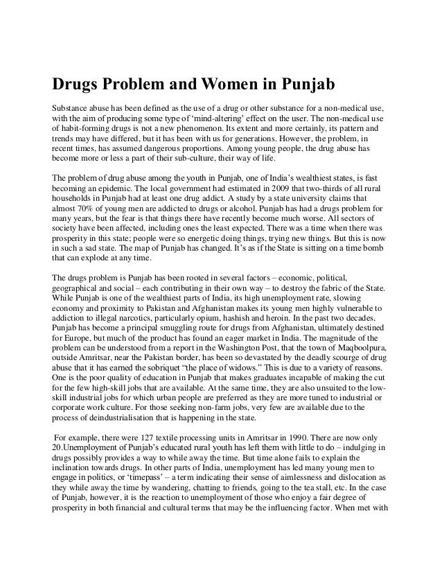 drug addiction in punjab essay