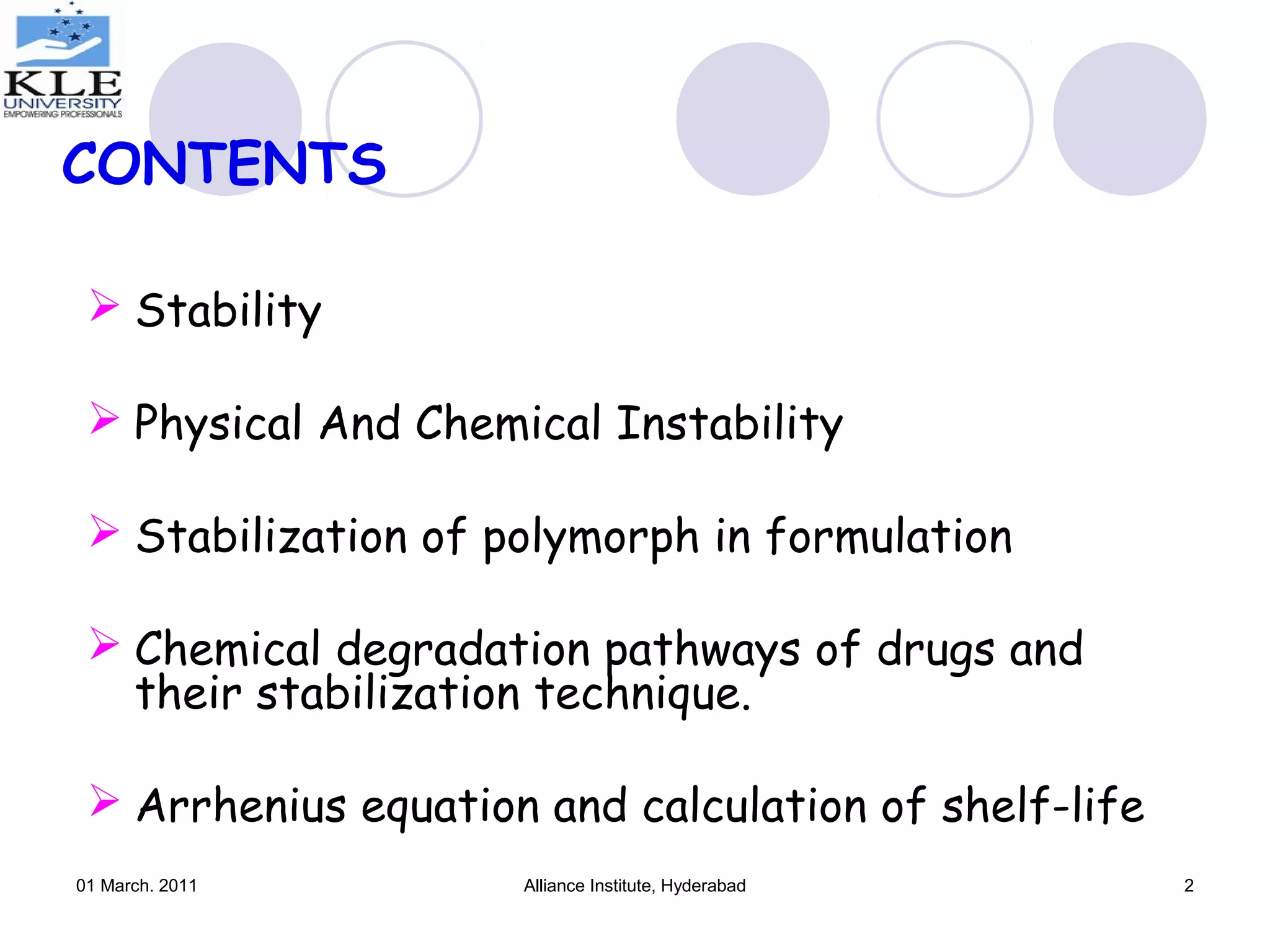 Drug stability and stabilization techniques | PPT