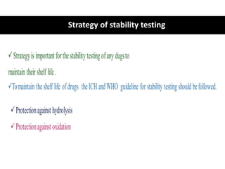 Strategy of stability testing
 
