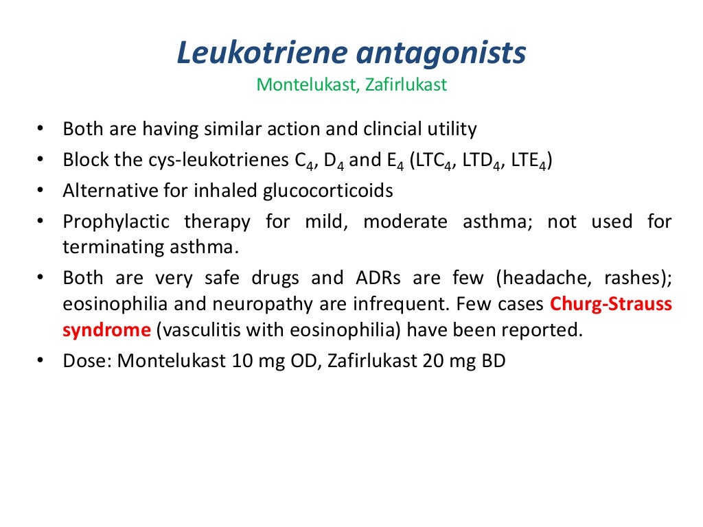 Drugs used in bronchial asthma