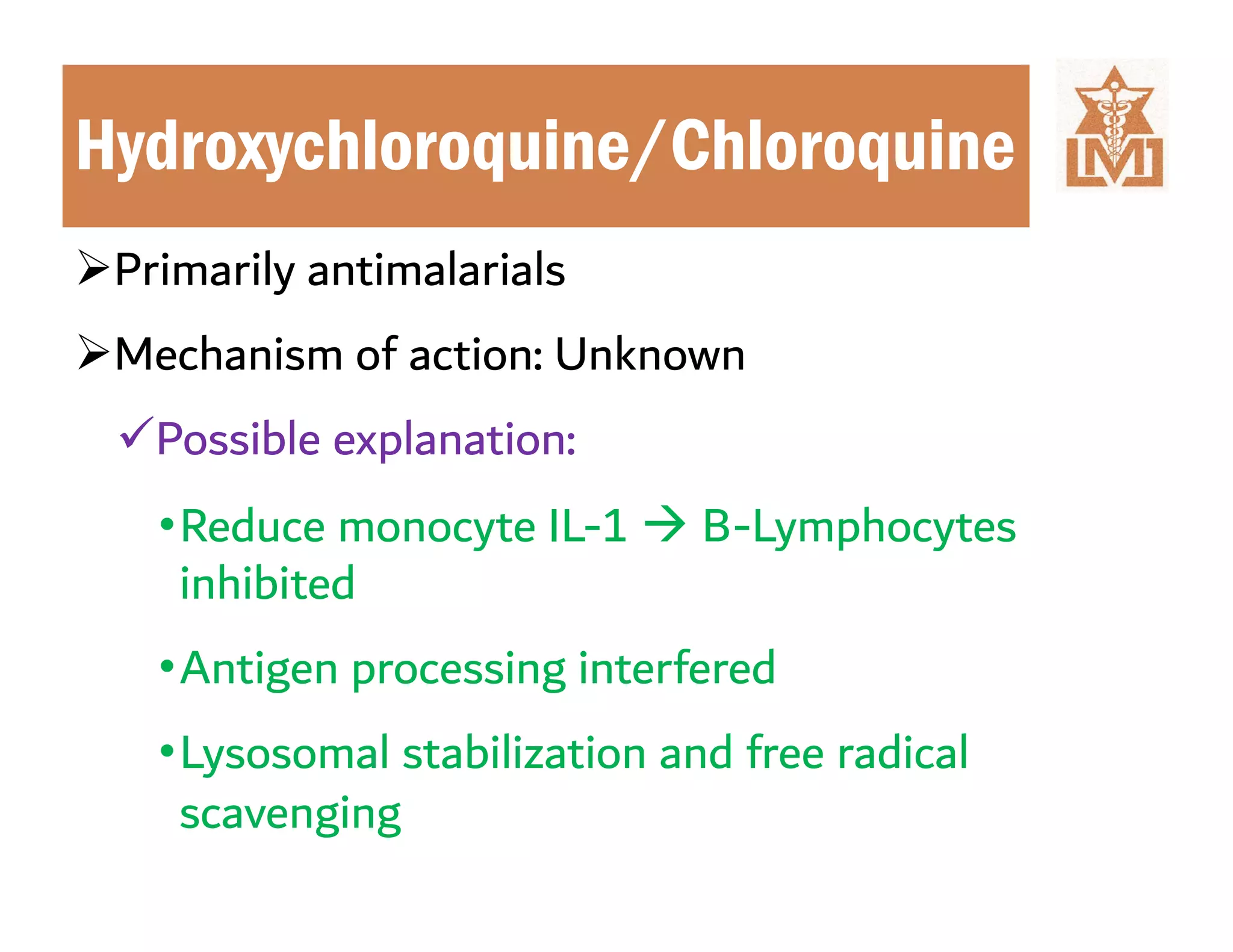 Drugs used in treatment of rheumatoid arthiritis | PDF