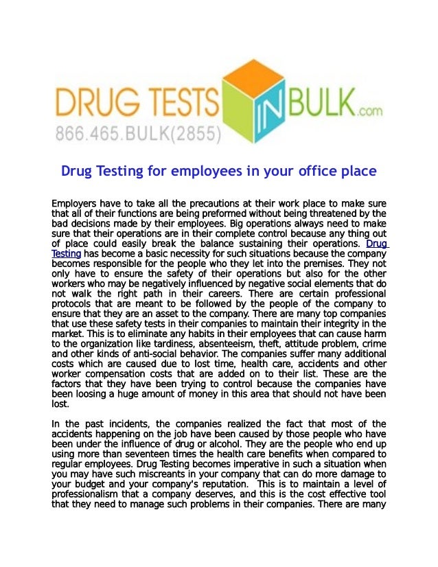 Drug testing for employees in your office place