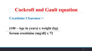 Cockroft Formule Dose Adjustment in Acute Renal Failure and Chronic Kidney Disease. | PDF