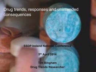 Drug trends, responses and unintended
consequences
SSDP Ireland National Conference
5th April 2014
Tim Bingham
Drug Trends Researcher
 