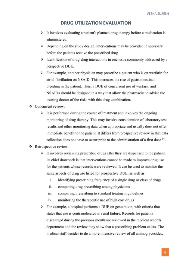 Drug utilization evaluation