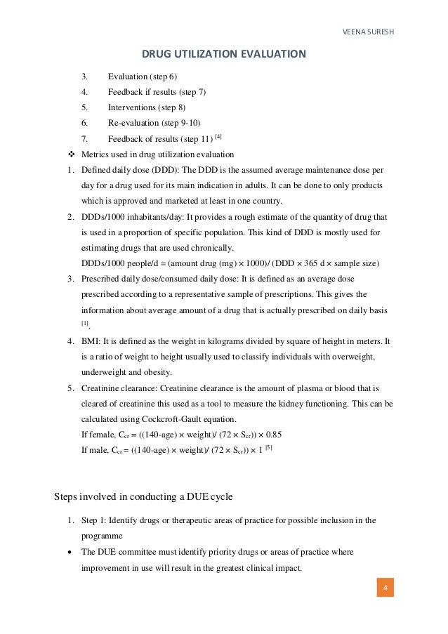 Drug utilization evaluation