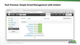 33 © Hortonworks Inc. 2011 – 2016. All Rights Reserved
Tech Preview: Simple Druid Management with Ambari
 