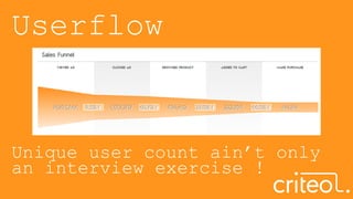 Userflow
Unique user count ain’t only
an interview exercise !
 