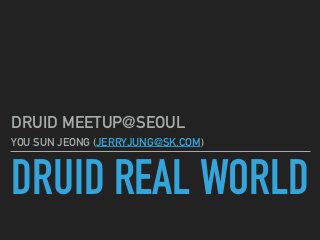 DRUID REAL WORLD
DRUID MEETUP@SEOUL
YOU SUN JEONG (JERRYJUNG@SK.COM)
 