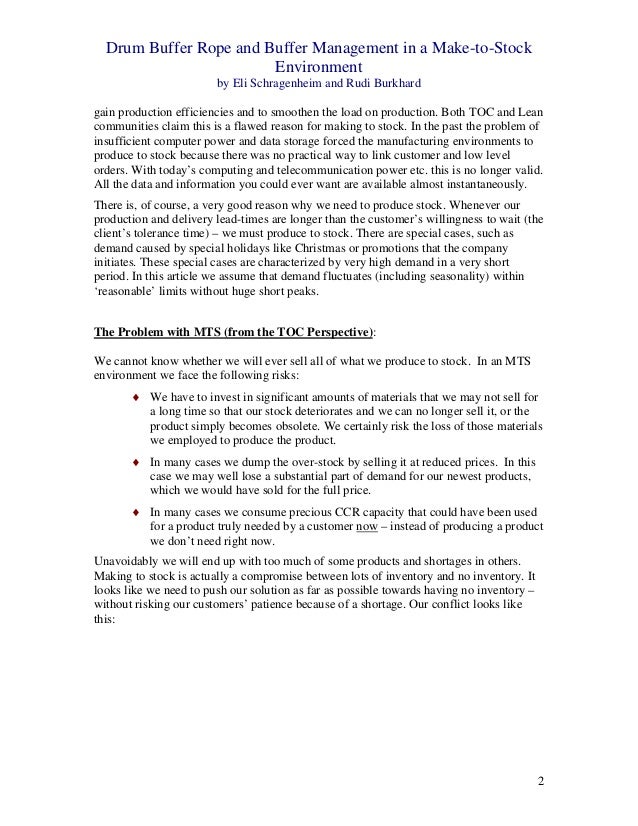 Drum buffer rope and buffer management in a make to stock environment