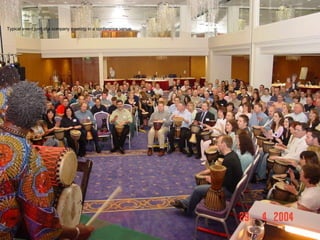 Typical event part of a company meeting in a conference venue. 