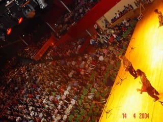 Large group in a theatre , always one drum per delegate. 