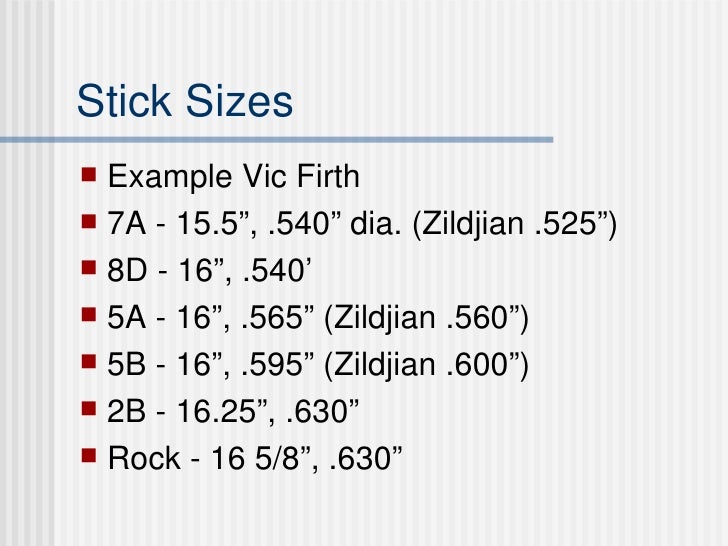 Drum Stick Size Chart Vic Firth