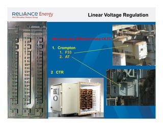 Linear Voltage Regulation

We have two different make OLTC
1. Crompton
1. F33
2. AT

2 CTR

 