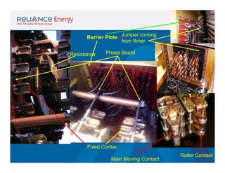 Barrier Plate Jumper coming
from Xmer
Resistance

Phase Board

Fixed Contac
Main Moving Contact

Roller Contact

 