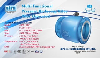 Multi Functional Pressure Reducing Valve Pilot Operated