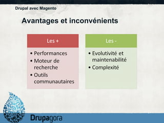 Drupal avec Magento Avantages et inconvénients 