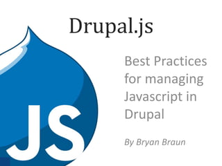 Drupal.js
Best Practices
for managing
Javascript in
Drupal
By Bryan Braun

 