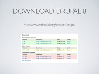 DOWNLOAD DRUPAL 8
https://www.drupal.org/project/drupal
 