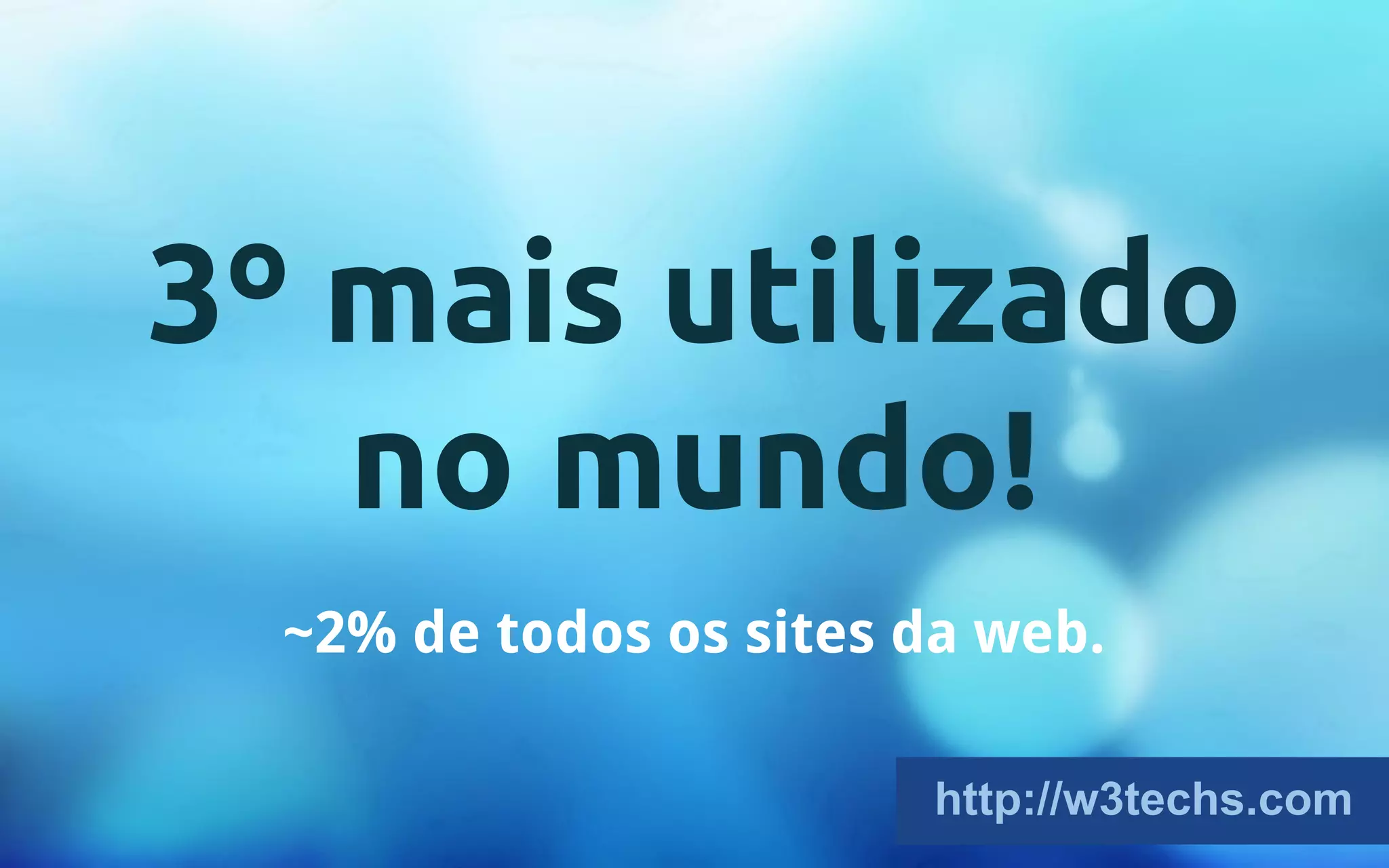 3º mais utilizado 
no mundo! 
~2% de todos os sites da web. 
http://w3techs.com 
 