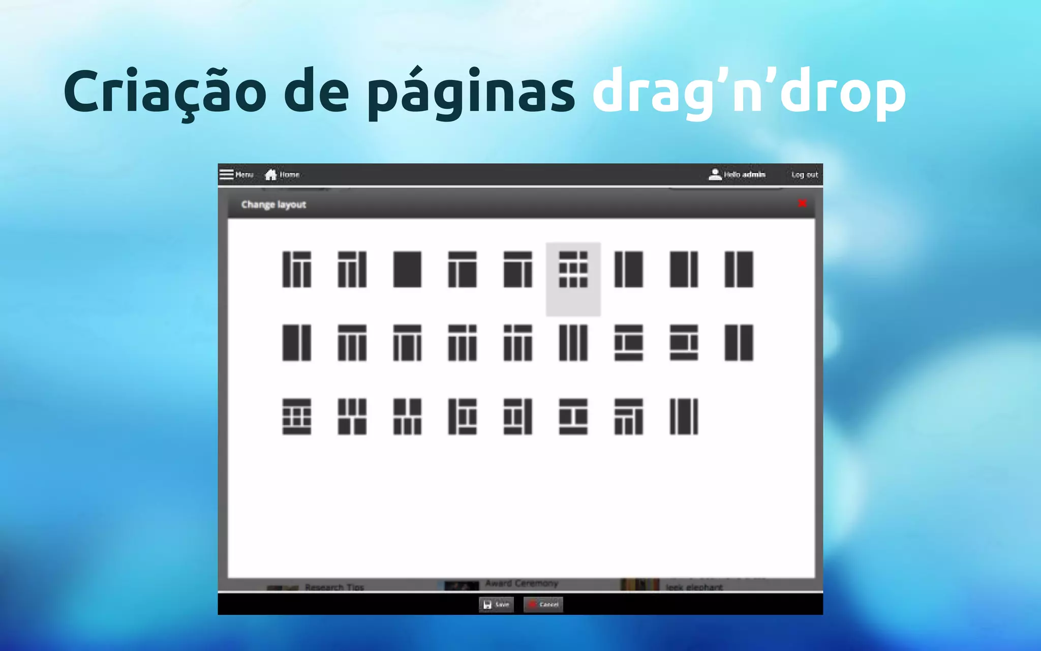 Criação de páginas drag’n’drop 
 