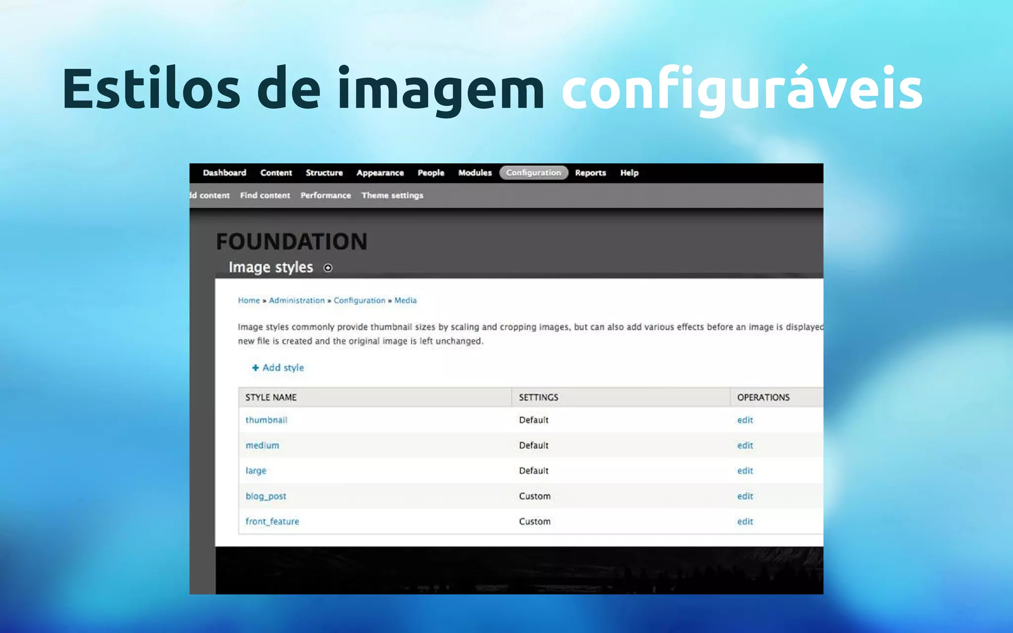 Estilos de imagem configuráveis 
 