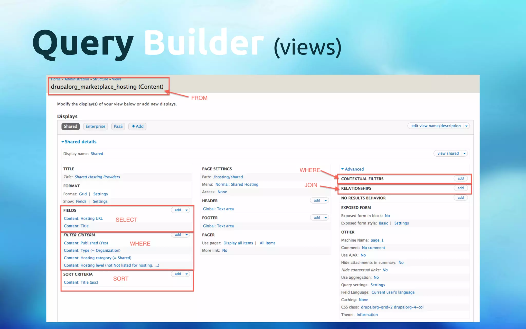 Query Builder (views) 
 