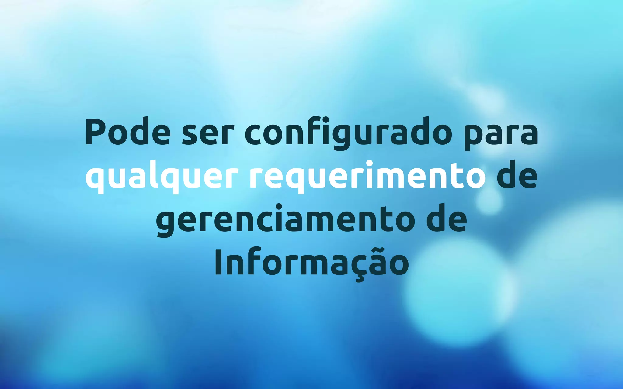 Pode ser configurado para 
qualquer requerimento de 
gerenciamento de 
Informação 
 