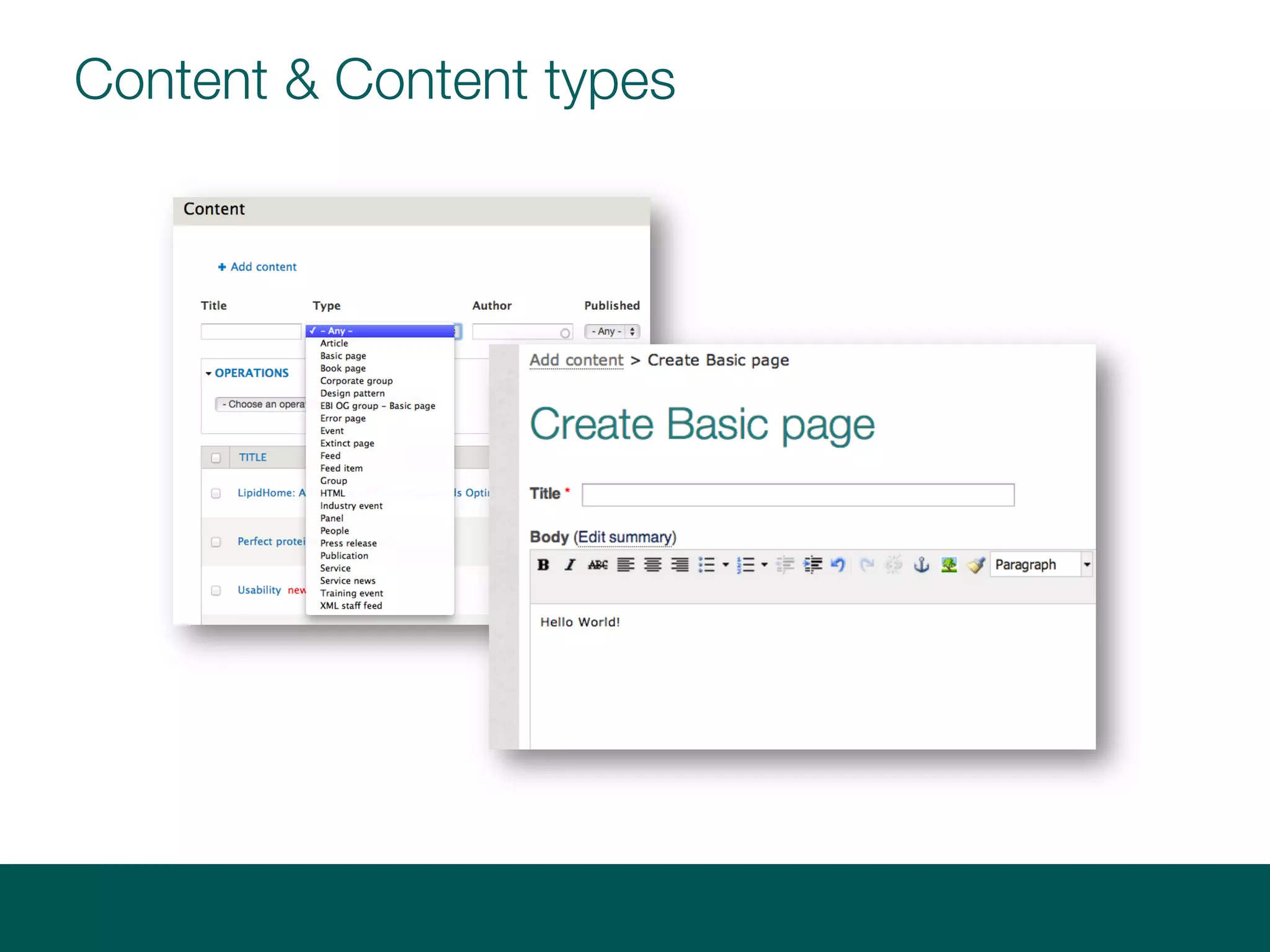 Content & Content types
 