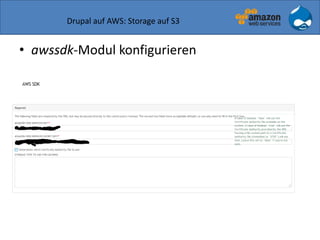 Drupal auf AWS: Storage auf S3
• awssdk-Modul konfigurieren
 
