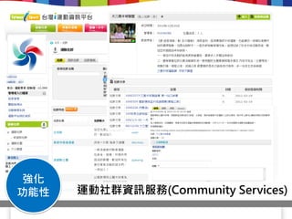 強化
功能性   運動社群資訊服務(Community Services)
 
