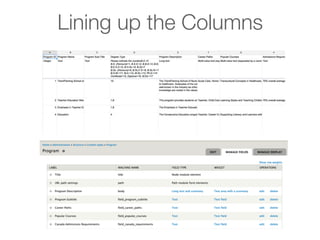 Lining up the Columns
 