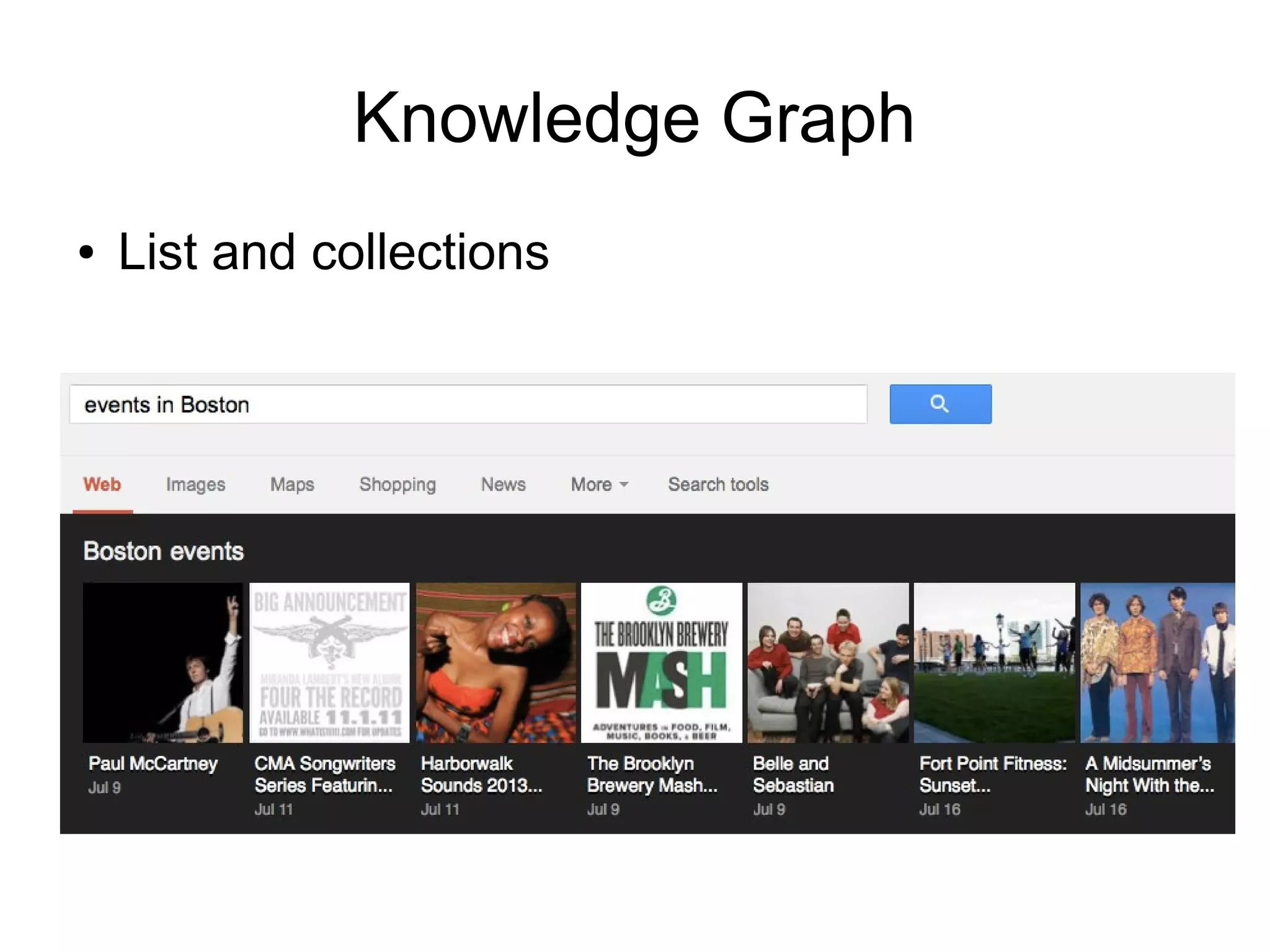 Knowledge Graph
●

List and collections

 