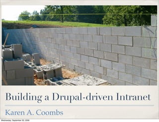 Building a Drupal-driven Intranet
Karen A. Coombs
 