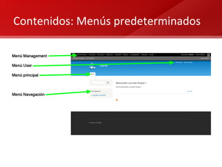 Contenidos: Menús predeterminados 