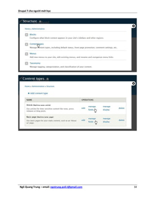 Drupal 7 cho người mới học




 Ngô Quang Trung – email: ngotrung.poli.t@gmail.com   34
 