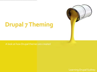 A look at how Drupal themes are created




                                          Learning Drupal Sydney
 