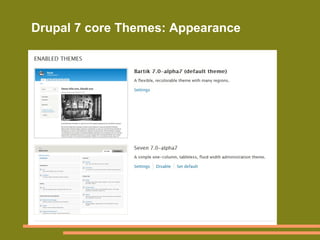Drupal 7 core Themes: Appearance
 